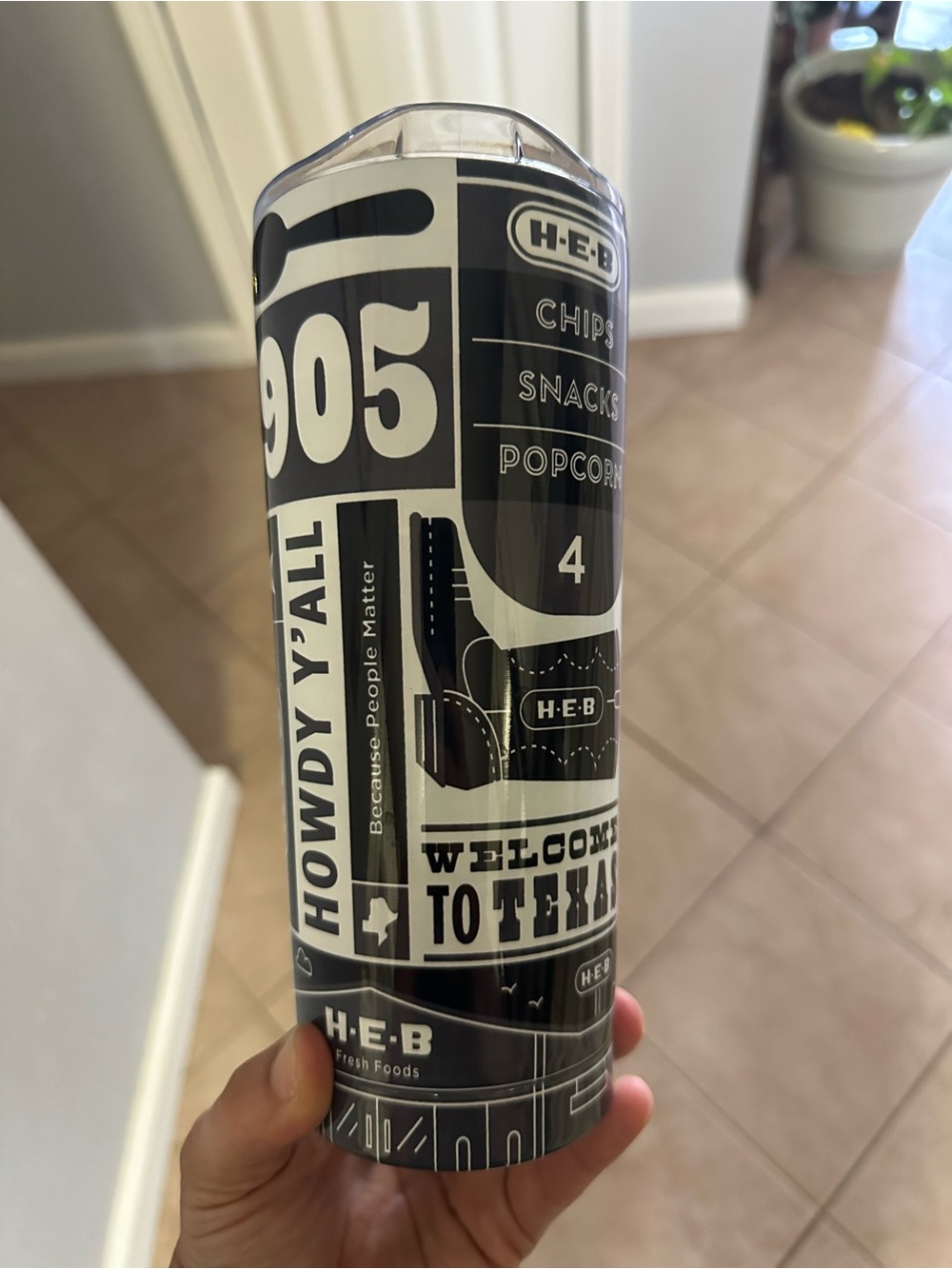 HEB Black & White Insulated Tumbler - Howdy Y'all Design